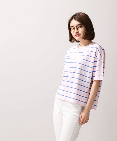 WEGO(ウィゴー)の「WEGO/カラーリブボーダーTシャツ(Tシャツ/カットソー・レディース・ホワイト/サックスブルー/ピンク/イエロー・FREE)」の8枚目の写真