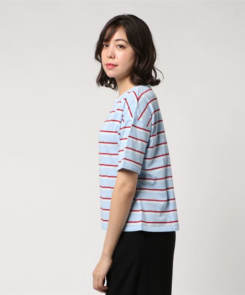 WEGO(ウィゴー)の「WEGO/カラーリブボーダーTシャツ(Tシャツ/カットソー・レディース・ホワイト/サックスブルー/ピンク/イエロー・FREE)」の5枚目の写真