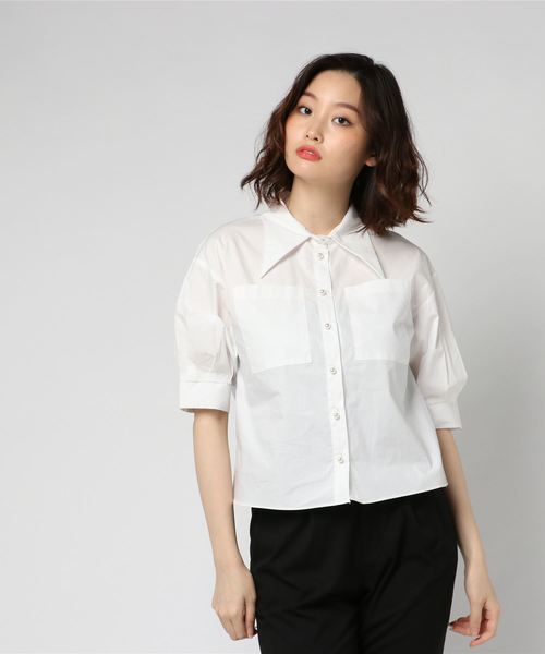 archives（アルシーヴ）の「ビックカラーパフスリーブラウス（シャツ/ブラウス・レディース・ブラック/オフホワイト/カーキ・MEDIUM）」の6枚目の写真