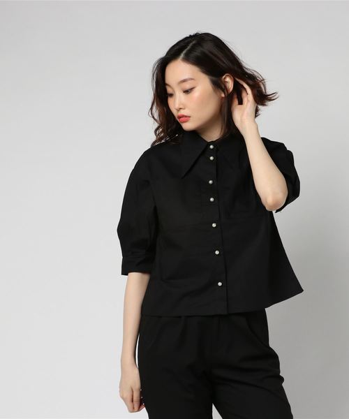 archives（アルシーヴ）の「ビックカラーパフスリーブラウス（シャツ/ブラウス・レディース・ブラック/オフホワイト/カーキ・MEDIUM）」の2枚目の写真