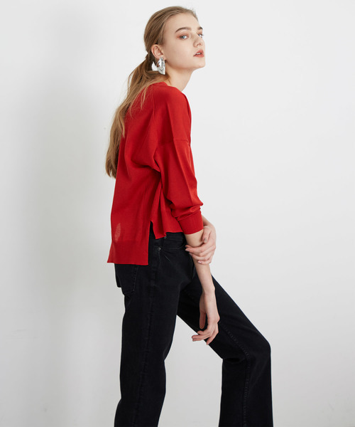 city(シティ)の「【CITY】ハイツイストライトVネックPO(ニット/セーター・レディース・ダークブラウン/ラベンダー/レッド/ホワイト・1)」の10枚目の写真