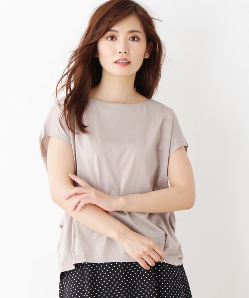 grove(グローブ)の「フレンチスリーブタックプルオーバー(Tシャツ/カットソー・レディース・ブラウン/ライトベージュ/ブラック・03/02)」の3枚目の写真
