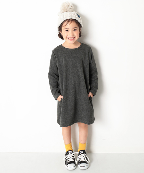 devirock(デビロック)の「まるで着る毛布 裏シャギーAラインワンピース 裏起毛(ワンピース・キッズ・ブラック/ダークグリーン/ネイビー/モカ/ブラック系その他/グレー系その他/ブルー系その他/レッド系その他/ヘザーチャコール/スモークピンク/ワイン/ブラック系その他2/ブルー系その他2・90cm/110cm/100cm/120cm/130cm/140cm/150cm/160cm)」の18枚目の写真