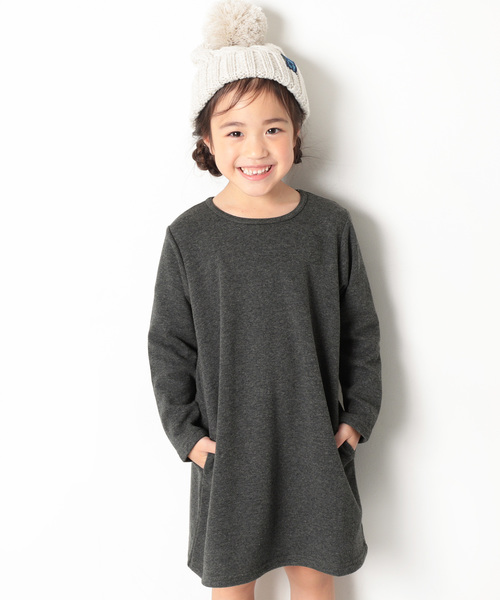 devirock(デビロック)の「まるで着る毛布 裏シャギーAラインワンピース 裏起毛(ワンピース・キッズ・ブラック/ダークグリーン/ネイビー/モカ/ブラック系その他/グレー系その他/ブルー系その他/レッド系その他/ヘザーチャコール/スモークピンク/ワイン/ブラック系その他2/ブルー系その他2・90cm/110cm/100cm/120cm/130cm/140cm/150cm/160cm)」の5枚目の写真