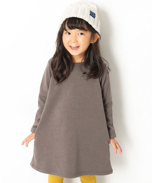 devirock(デビロック)の「まるで着る毛布 裏シャギーAラインワンピース 裏起毛(ワンピース・キッズ・ブラック/ダークグリーン/ネイビー/モカ/ブラック系その他/グレー系その他/ブルー系その他/レッド系その他/ヘザーチャコール/スモークピンク/ワイン/ブラック系その他2/ブルー系その他2・90cm/110cm/100cm/120cm/130cm/140cm/150cm/160cm)」の6枚目の写真