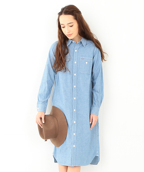 BEAMS BOY（ビームスボーイ）の「BEAMS BOY / チンストレギュラーカラー ワンピース（シャツワンピース・レディース・ブルー/ネイビー・ONE SIZE）」の2枚目の写真