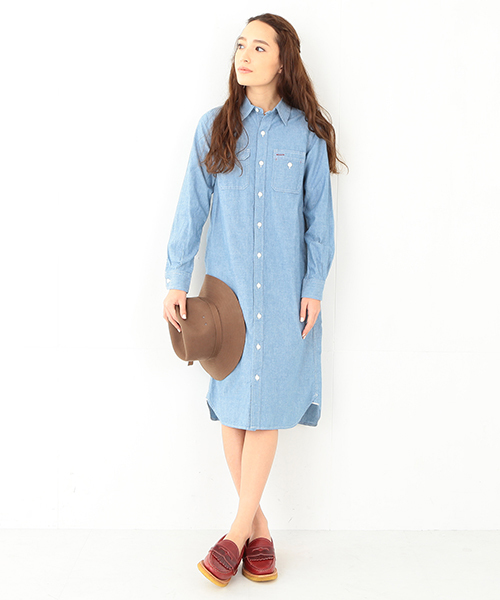 BEAMS BOY（ビームスボーイ）の「BEAMS BOY / チンストレギュラーカラー ワンピース（シャツワンピース・レディース・ブルー/ネイビー・ONE SIZE）」の6枚目の写真