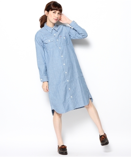 BEAMS BOY（ビームスボーイ）の「BEAMS BOY / チンストレギュラーカラー ワンピース（シャツワンピース・レディース・ブルー/ネイビー・ONE SIZE）」の5枚目の写真