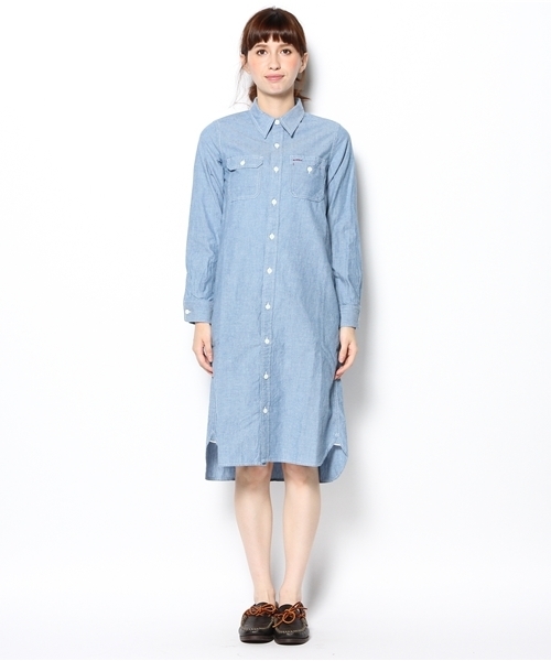 BEAMS BOY（ビームスボーイ）の「BEAMS BOY / チンストレギュラーカラー ワンピース（シャツワンピース・レディース・ブルー/ネイビー・ONE SIZE）」の8枚目の写真