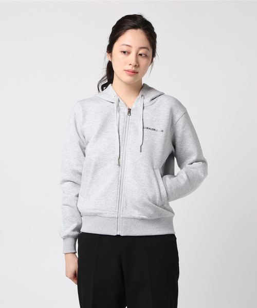 【CALVIN KLEIN JEANS】メタリック ロゴ ジップアップ フーディ パーカー 【CALVIN KLEIN JEANS】メタリック ロゴ ジップアップ フーディ パーカー