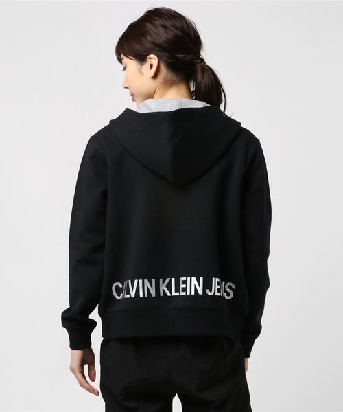 【CALVIN KLEIN JEANS】メタリック ロゴ ジップアップ フーディ パーカー 【CALVIN KLEIN JEANS】メタリック ロゴ ジップアップ フーディ パーカー