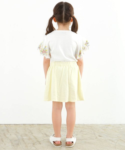 Seraph（セラフ）の「チュール刺繍袖Tシャツ（Tシャツ/カットソー・キッズ・ブラック/ピンク/オフホワイト・95/140/110/90/100/80/120/130）」の7枚目の写真