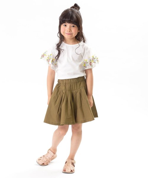 Seraph（セラフ）の「チュール刺繍袖Tシャツ（Tシャツ/カットソー・キッズ・ブラック/ピンク/オフホワイト・95/140/110/90/100/80/120/130）」の8枚目の写真