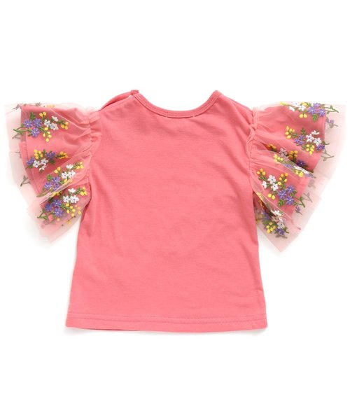 Seraph（セラフ）の「チュール刺繍袖Tシャツ（Tシャツ/カットソー・キッズ・ブラック/ピンク/オフホワイト・95/140/110/90/100/80/120/130）」の13枚目の写真