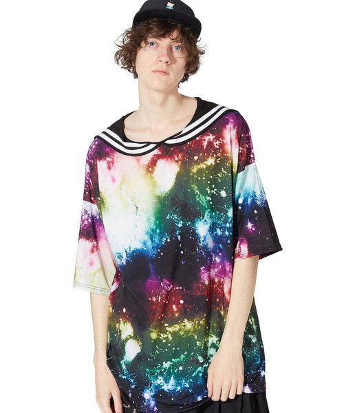 ankoROCK（アンコロック）の「ギャラクシーラインセーラーＴシャツ -メガビッグ-（Tシャツ/カットソー・レディース・A・ONE SIZE）」の6枚目の写真