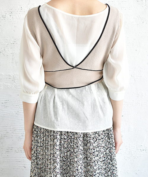 PairPair（ペアペア）の「ニットビスチェ×シアーブラウスセット（シャツ/ブラウス・レディース・ブラック/ベージュ/ブラウン系その他・FREE）」の19枚目の写真