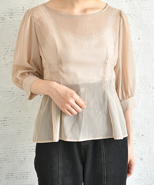 PairPair（ペアペア）の「ニットビスチェ×シアーブラウスセット（シャツ/ブラウス・レディース・ブラック/ベージュ/ブラウン系その他・FREE）」の15枚目の写真