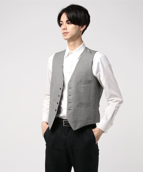 THE SUIT COMPANY(ザ・スーツカンパニー)の「<FORMAL>ヘリンボーン×ハウンドトゥース リバーシブルジレ(ベスト・メンズ・ライトグレー・LL/M/L/SS/S)」の3枚目の写真
