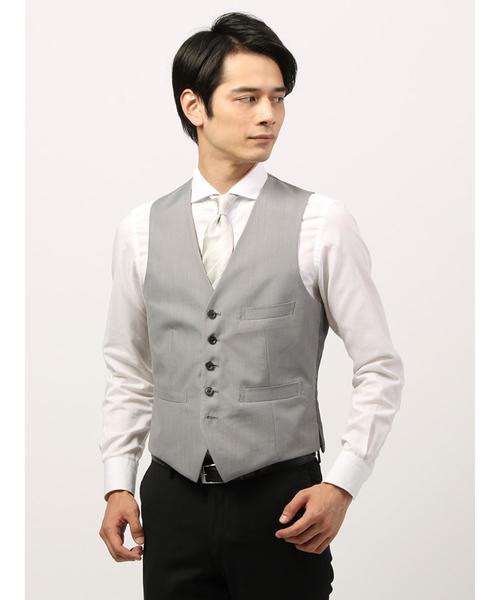 THE SUIT COMPANY(ザ・スーツカンパニー)の「<FORMAL>ヘリンボーン×ハウンドトゥース リバーシブルジレ(ベスト・メンズ・ライトグレー・LL/M/L/SS/S)」の1枚目の写真