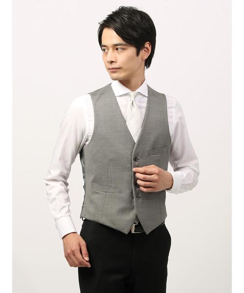 THE SUIT COMPANY(ザ・スーツカンパニー)の「<FORMAL>ヘリンボーン×ハウンドトゥース リバーシブルジレ(ベスト・メンズ・ライトグレー・LL/M/L/SS/S)」の4枚目の写真