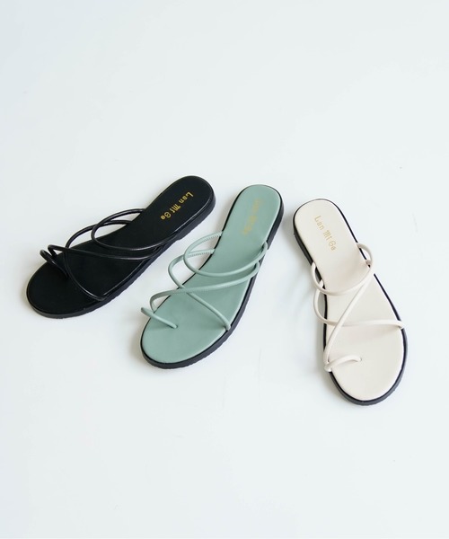 Aunt Marie's（アントマリーズ）の「AUNT MARIE'S 細ストラップフラットサンダル（サンダル・レディース・ホワイト/ブラック/グリーン・LARGE/MEDIUM）」の2枚目の写真