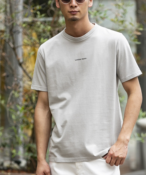 London Denim(ロンドンデニム)の「▼WEB限定【London Denimオリジナル】空紡糸天竺 / オリジナルロゴ プリント クルーネック Tシャツ(半袖)(Tシャツ/カットソー)」|グレー