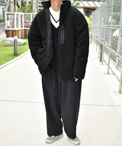 kutir（クティール）の「リバーシブルボアジャケット（ブルゾン・メンズ・チャコールグレー/ブラック/ベージュ・SMALL/MEDIUM/LARGE/X-LARGE）」の15枚目の写真