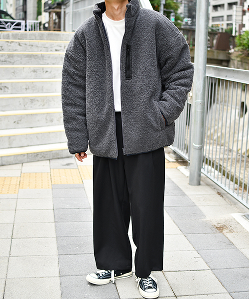 kutir（クティール）の「リバーシブルボアジャケット（ブルゾン・メンズ・チャコールグレー/ブラック/ベージュ・SMALL/MEDIUM/LARGE/X-LARGE）」の11枚目の写真