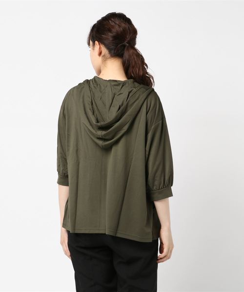 MARLENE JOBERT（マルレーヌ　ジョベル）の「６分袖パーカー（パーカー・レディース・カーキ/オフホワイト/ネイビー・M）」の5枚目の写真