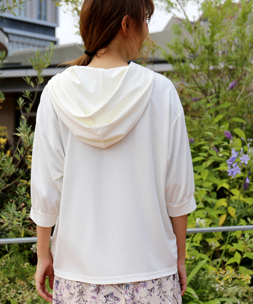 MARLENE JOBERT（マルレーヌ　ジョベル）の「６分袖パーカー（パーカー・レディース・カーキ/オフホワイト/ネイビー・M）」の7枚目の写真