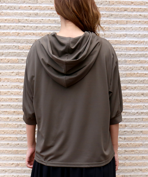 MARLENE JOBERT（マルレーヌ　ジョベル）の「６分袖パーカー（パーカー・レディース・カーキ/オフホワイト/ネイビー・M）」の14枚目の写真