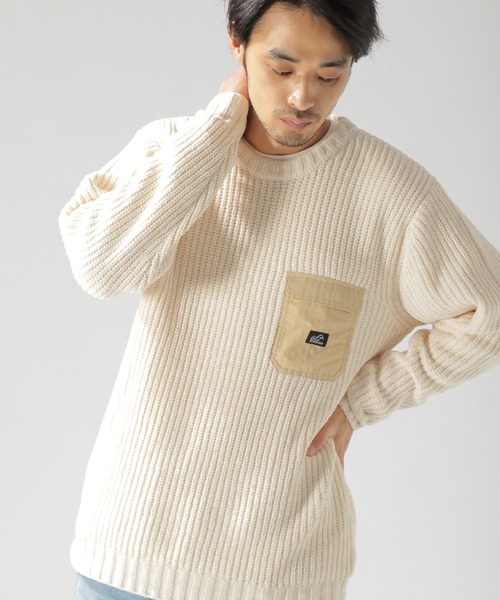 BAYFLOW(ベイフロー)の「モールフハクポケットプルオーバー(ニット/セーター・メンズ・ネイビー/カーキ/オフホワイト・LARGE/MEDIUM/SMALL)」の2枚目の写真