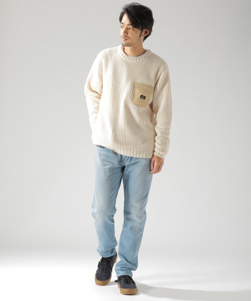 BAYFLOW(ベイフロー)の「モールフハクポケットプルオーバー(ニット/セーター・メンズ・ネイビー/カーキ/オフホワイト・LARGE/MEDIUM/SMALL)」の4枚目の写真