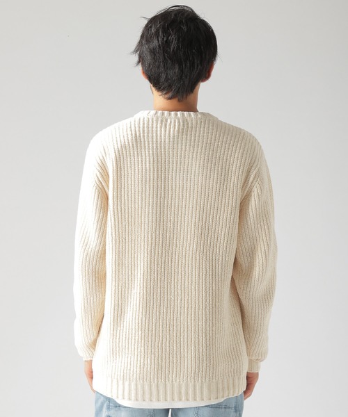 BAYFLOW(ベイフロー)の「モールフハクポケットプルオーバー(ニット/セーター・メンズ・ネイビー/カーキ/オフホワイト・LARGE/MEDIUM/SMALL)」の11枚目の写真