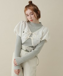 one after another NICE CLAUP | チロルブラウス＋リブニットセット(ニット/セーター)