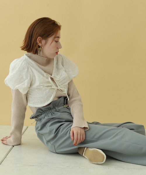 one after another NICE CLAUP（ワンアフターアナザーナイスクラップ）の「チロルブラウス＋リブニットセット（ニット/セーター・レディース・オフホワイト/ミント/ライトベージュ・FREE）」の17枚目の写真