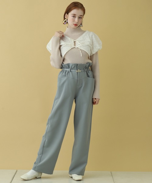 one after another NICE CLAUP（ワンアフターアナザーナイスクラップ）の「チロルブラウス＋リブニットセット（ニット/セーター・レディース・オフホワイト/ミント/ライトベージュ・FREE）」の12枚目の写真