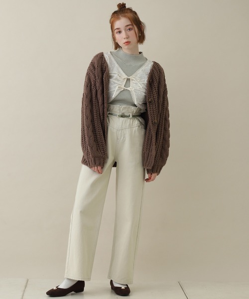 one after another NICE CLAUP（ワンアフターアナザーナイスクラップ）の「チロルブラウス＋リブニットセット（ニット/セーター・レディース・オフホワイト/ミント/ライトベージュ・FREE）」の14枚目の写真