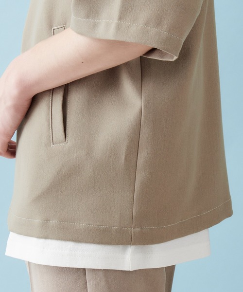 MONO-MART(モノマート)の「TRストレッチ ステッチ ジップアップシャツ(1/2 sleeve)(シャツ/ブラウス・メンズ・ライトグレー/ブラック/ネイビー/ベージュ系その他/グリーン系その他・FREE)」の18枚目の写真