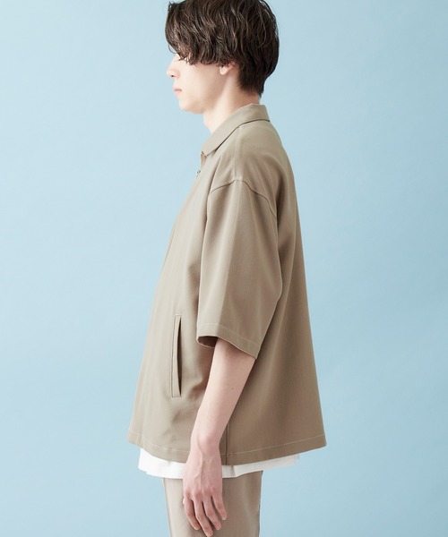 MONO-MART(モノマート)の「TRストレッチ ステッチ ジップアップシャツ(1/2 sleeve)(シャツ/ブラウス・メンズ・ライトグレー/ブラック/ネイビー/ベージュ系その他/グリーン系その他・FREE)」の21枚目の写真
