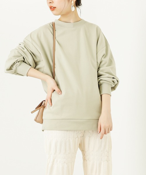 natural couture(ナチュラルクチュール)の「バックジップぽわん袖プルオーバー(スウェット・レディース・ベージュ/アイボリー/ミント/スミクロ・FREE)」の4枚目の写真