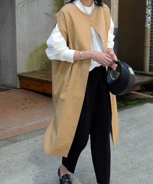 Marient(マリエント)の「パイピングトレンチジレ/ロングベスト(ベスト・レディース・ベージュ/ブラック・FREE)」の16枚目の写真