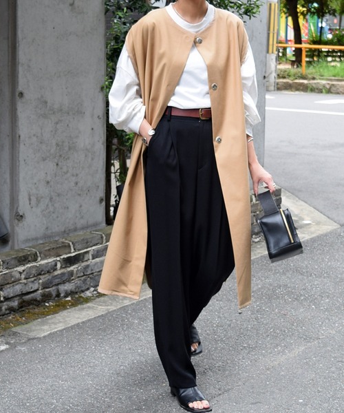 Marient(マリエント)の「パイピングトレンチジレ/ロングベスト(ベスト・レディース・ベージュ/ブラック・FREE)」の12枚目の写真