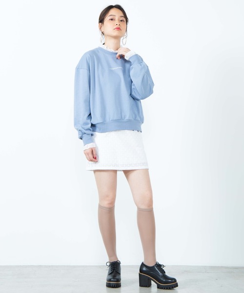 WEGO（ウィゴー）の「WEGO/ダブルフリルスウェット（スウェット・レディース・サックスブルー/ピンク/ライトベージュ/ホワイト・FREE）」の11枚目の写真
