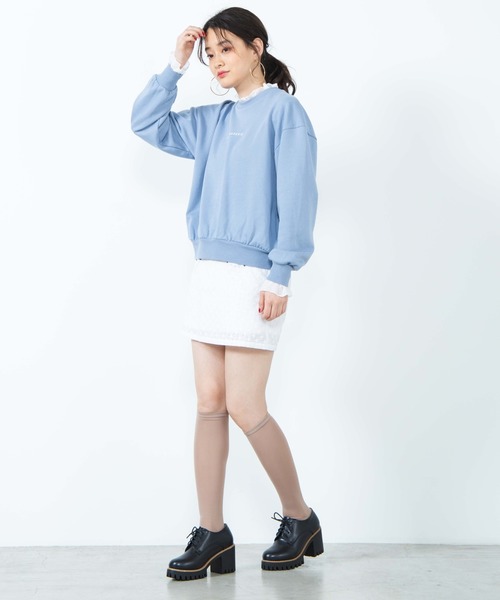 WEGO（ウィゴー）の「WEGO/ダブルフリルスウェット（スウェット・レディース・サックスブルー/ピンク/ライトベージュ/ホワイト・FREE）」の12枚目の写真