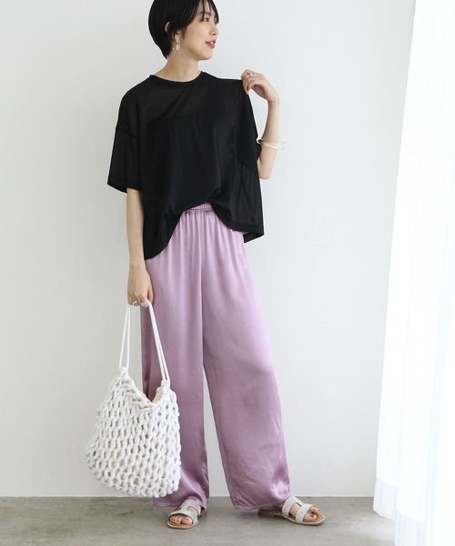 ADAM ET ROPE'（アダムエロペ）の「シアーWIDE-TEE（Tシャツ/カットソー・レディース・ブラック/ベージュ系その他・FREE）」の12枚目の写真