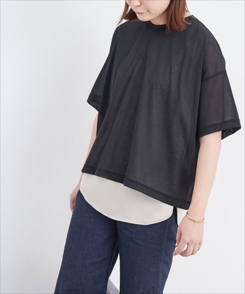 ADAM ET ROPE'（アダムエロペ）の「シアーWIDE-TEE（Tシャツ/カットソー・レディース・ブラック/ベージュ系その他・FREE）」の14枚目の写真