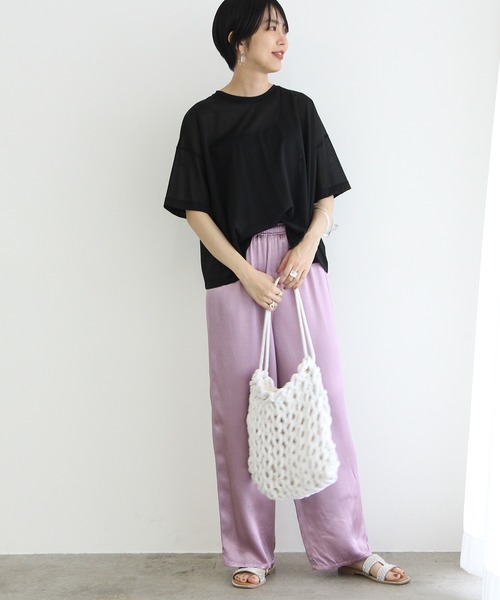 ADAM ET ROPE'（アダムエロペ）の「シアーWIDE-TEE（Tシャツ/カットソー・レディース・ブラック/ベージュ系その他・FREE）」の13枚目の写真