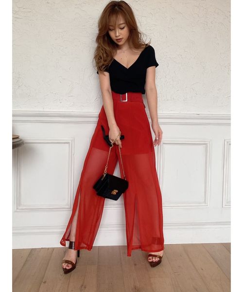 RESEXXY（リゼクシー）の「シアーワイドパンツ（その他パンツ・レディース・ブラック/モカ/オレンジ・FREE）」の13枚目の写真