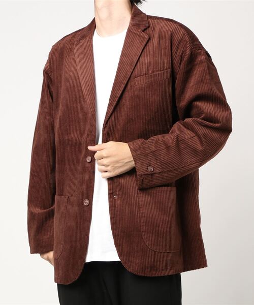 STYLEBLOCK（スタイルブロック）の「太コールビッグテーラードジャケット（テーラードジャケット・メンズ・カーキ/ブラウン/アイボリー/ブラック・M/L）」の3枚目の写真